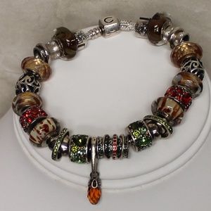 Pandora Sterling Silver 8" Bracelet 20 Charms